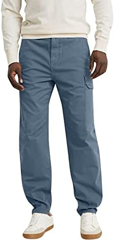 מכנסי מטען לגברים כותנה כותנה ארבע עונות אופנה פשוט בצבע מוצק אלסטי המותניים סופר מכנסיים מזדמנים מכנסי