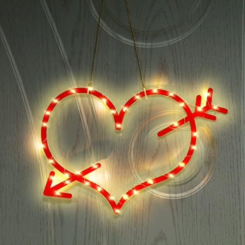 Riakrum 2 חתיכות חלון ולנטיין מואר אדום לב אהבה אדומה ולנטיין אורות חלון צללית קישוט