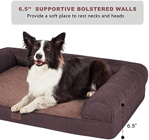מיטת כלבים אורטופדית, מיטת כלבים ספה של ספה לכלבים גדולים, מיטת חיית מחמד לכיסוי רחיץ נשלף, מחצלת כלבים ללא