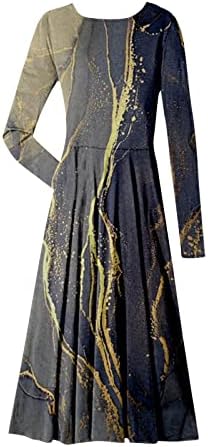 שמלות קוקטייל של נוקמופו שרוול ארוך אופנה מזדפנת מודפסת צוואר עגול סוודר שמלת שרוול ארוך
