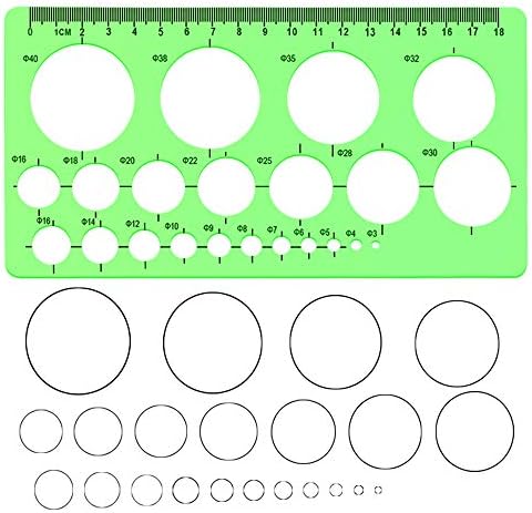 מעגל סגלגל תבנית, 4 חבילה ברור ירוק פלסטיק מדידת תבנית שליט גיאומטרי שליט תבנית עבור משרד ובית הספר,