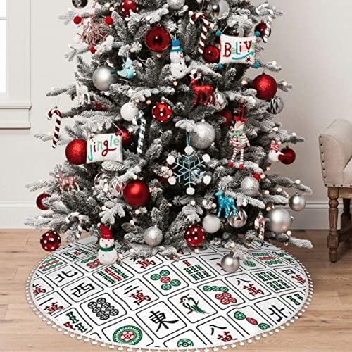 חצאית עץ חג המולד עם פום לקצץ מהג'ונג-סין-תרבות-היפסטר קישוטי בית חג המולד 48