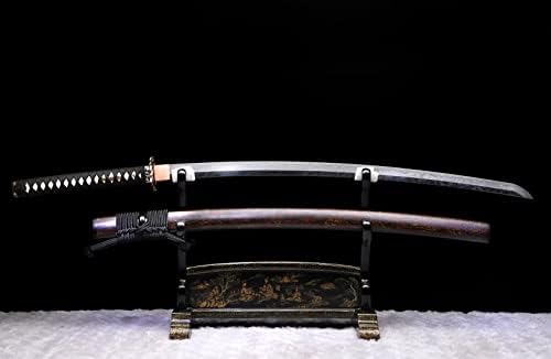 חרב לי יד מזויפת סמוראי קטאנה סכין גילוח חריף מלא טנג מלא חימר מחוסם L6 פלדה פלדה HITATSURE HAMON