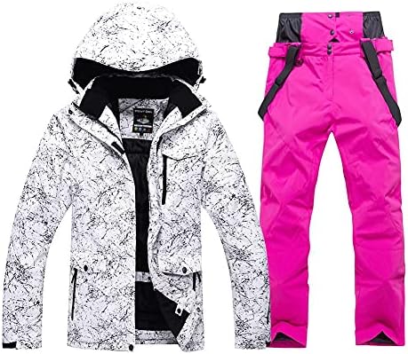 אופנה נשים גבוהה עמיד למים עמיד למים סנובורד צבעוני מודפס סקי מעיל ומכנסיים