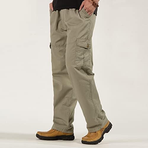 מכנסי מטען קלים גברים גברים גדולים וגבוהים מכות כותנה רופפת מזדמנים בתוספת מכנסי מותניים אלסטיים בגודל גודל-