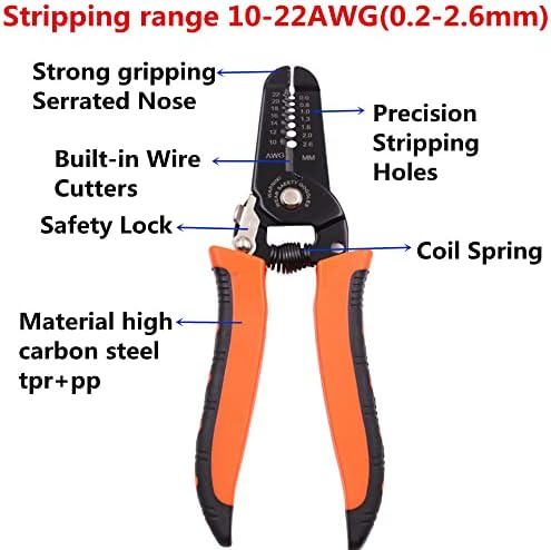 SZHDXSY 10-22 חשפנית תיל AWG, חותך תיל, חשפנית, כלי הפשטת תיל וכלי יד רב-פונקציונלי ，