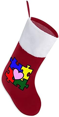 חתיכת פאזל אוטיזם גרבי גרב תלויים לחג המולד לעץ עץ חג המולד תפאורה ביתית