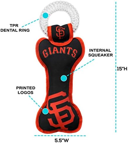 MLB סן פרנסיסקו ענקים הטובים ביותר מברשת שיניים גומי ספורט צעצוע טבעת טבעת, שחור, 11 x 6