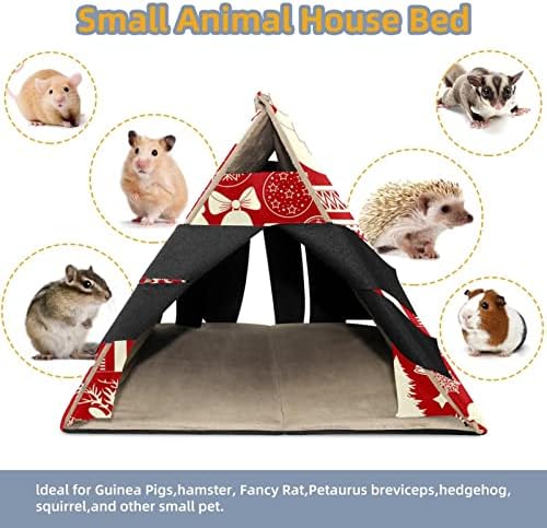 מיטת בית חזיר גינאה, ארנב מחבוא גדול, בעלי חיים קטנים קן קן בית גידול כלוב אדום אלמנטים של חג המולד אדום