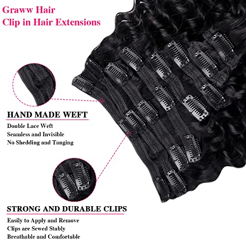 גראו עמוק גל קליפ בתוספות שיער לנשים שחורות 8 יחידות 18 קליפים ברזילאי רמי שיער מתולתל אמיתי שיער טבעי הרחבות
