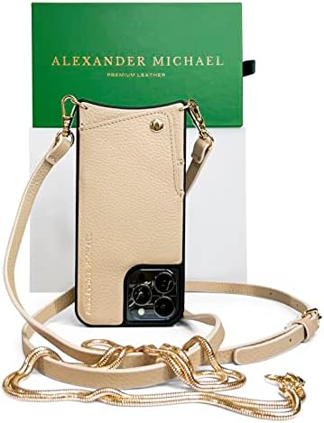 אלכסנדר מייקל-מארז אייפון איקוני עם 2 רצועות, ארנק עור לאייפון ומארז טלפון צולב לנשים, מארז ארנק