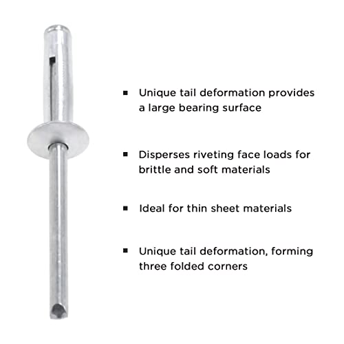 100 יחידות גריפ טווח: אלומיניום הנורה טייט מקופל רגליים עיוור מסמרת עבור שביר ורך חומרים כמו פלסטיק )