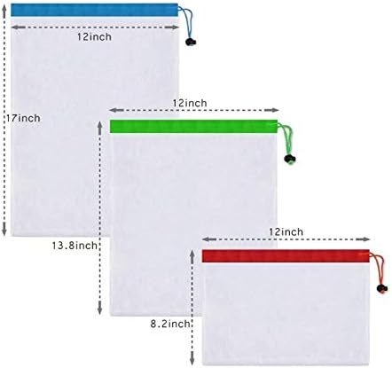 תיקי תוצרת לשימוש חוזר לרשת, 12 חבילות, קטנות, בינוניות, גדלים גדולים, ניילון טבעי ללא BPA, חנות