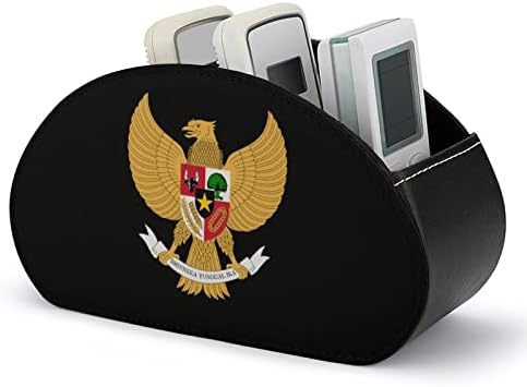 מעיל זרועות של אינדונזיה טלוויזיה מחזיק בשלט רחוק עם 5 תאים מארגן אחסון ארגז עור PU עבור ציוד משרדי