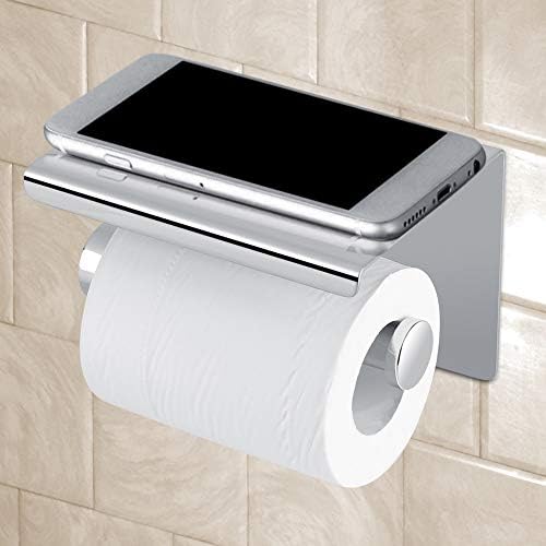 מחזיק נייר נירוסטה גאיו עם מדף אחסון אמבטיה מתלה לאחסון קיר מחזיק נייר עצמי