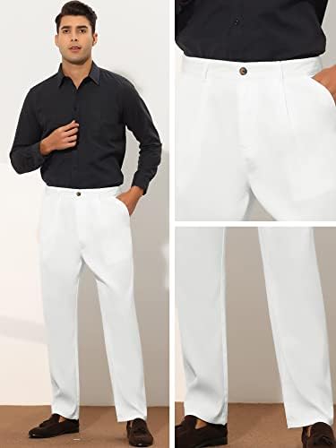 לארס אמדאוס מכנסי שמלה בצבע אחיד למכנסי חליפה קדמיים קפלים בכושר קבוע