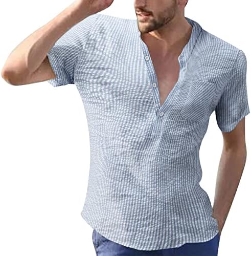 חולצות קיץ לגברים גברים אופנה חולצה חולצה פסים כיס כיס שרוול קצר חולצה נצנצים