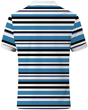 חולצות פולו שרוול קצר של גברים מנוגדים צבעים מנוגדים מפוספסים 1/4 חולצת טניס גולף קלאסית, חולצת פולו גדולה גבוהה