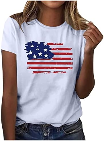 אמריקאי דגל פטריוטי חולצות נשים של 4 יולי טי חולצות ארהב דגלי כוכבים פסים הדפסת חולצה 2023 קיץ טיז