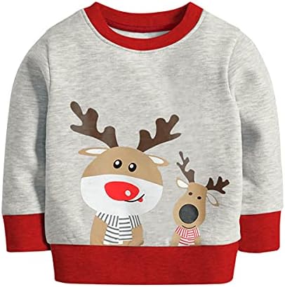פעוטות בנים סווטשירט חולצת סוודר חג מולד ילדים סנטה קלאוס איילים סוודר שרוול ארוך צמרות בגדי חג המולד בגודל
