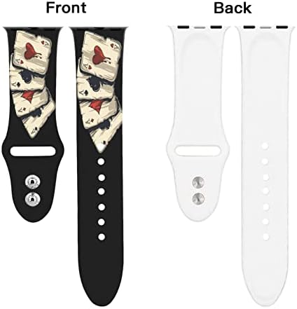 כרטיסי המהמר פוקר פוקר פוקר מקורי מודפס מודפס Apple Watch - להקת שעון סיליקון רך ועמיד
