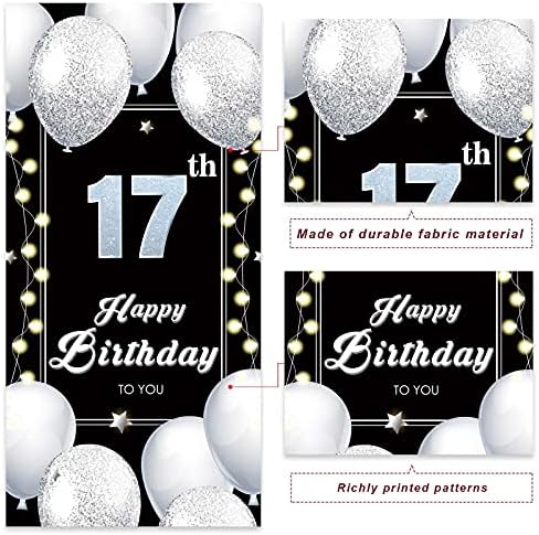 תפאורה של יום הולדת 17 מאושר בלוני בלונים מככבים קונפטי מריע עד 17 קישוטי נושא בן 17 עיצוב לדלת