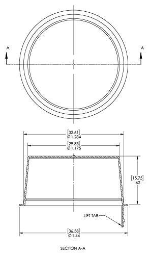 Caplugs 99394652 כרטיסיית הרמה מפלסטיק תקע מחודד. L-14X, PE-LD, CAP OD 1.44 מזהה תקע 1.284, אדום