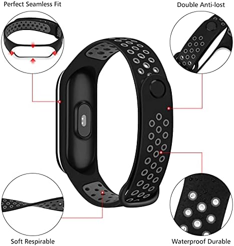 4 להקות חבילות עבור Xiaomi Mi Band 4 & Mi Band 3 Strap, רצועות חור רכות סיליקון חור אוויר רצועות