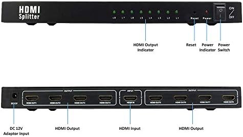 Lonnky Ultra HD 4K 60 Hz 1x8 HDMI Splitter Resolutions עד ל- Ultra HD 1080p ו- 3D תואמים ל-