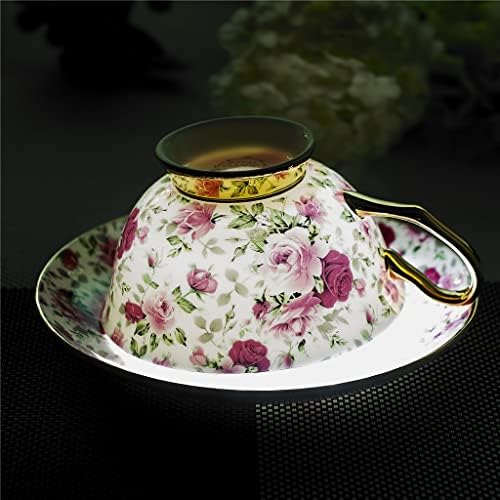 ZHUHW פרחים דפוס סגנון אירופאי סין חרסינה אחר הצהריים פנלין קפה כוס קפה סט מתנה עם צלוחית וכף וברזל