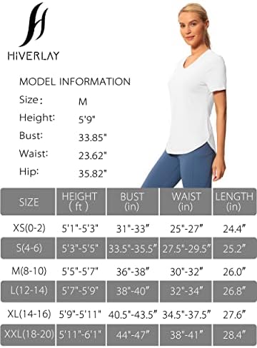 חולצות אימון Hiverlay לנשים שרוול קצר V צוואר צוואר