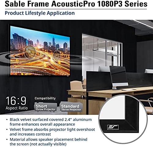 מסכי עילית מסגרת Sable Frame AcousticPro1080P3 סדרה, אלכסון 100 אינץ '16: 9, צליל שקוף מארג מקורב