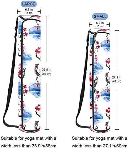 פריחת שזיף ציור יוגה מחצלת תיק עם רצועת כתף יוגה מחצלת תיק חדר כושר תיק חוף תיק