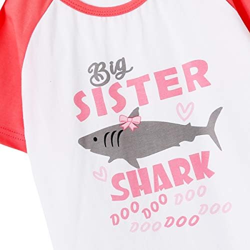 Aslaylme Girs קטנות תואמות תלבושות אחות גדולה כריש דו דו חולצות טריקו