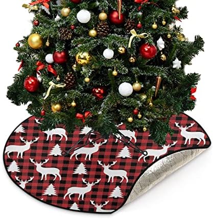 עץ חג המולד מעמד מחצלת אטום למים, עגול חג המולד משובץ באפלו תחת מחצלת עץ חג המולד למגן רצפה קישוטי