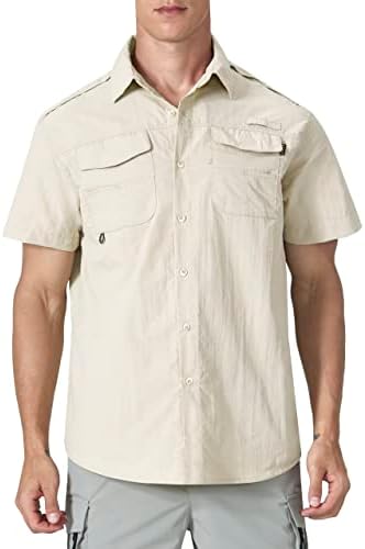 חולצות דיג עם שרוול קצר לגברים UPF 50+ SUN SUNECETING חולצות UV לטיולים בכפתור עבודה בחולצות עם