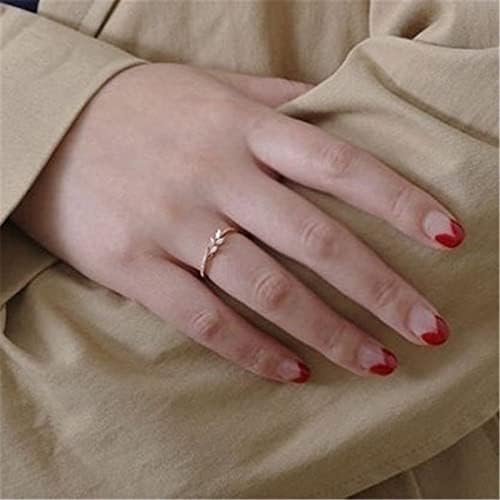 טבעת עלים מצופה זהב קלאסית זירקוניה טבעות הניתנות לערימה להקת חתונה אמירה עדינה טבעות הבטחה לנשים