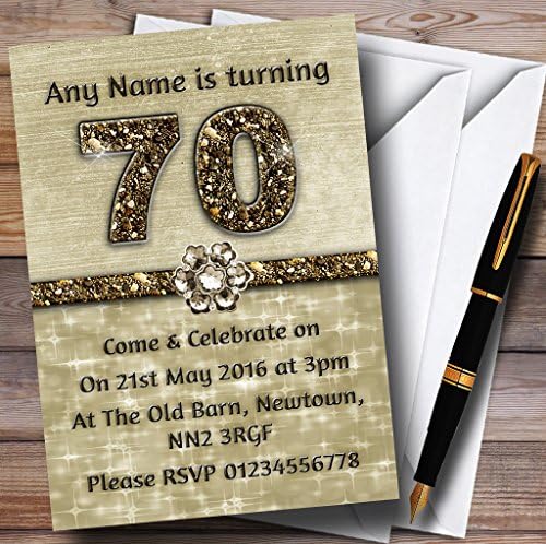 זהב טיטניום נוצץ 70 הזמנות למסיבת יום הולדת בהתאמה אישית