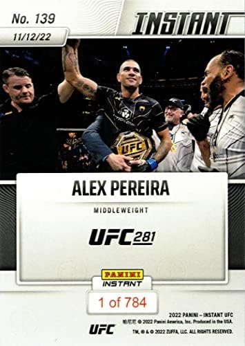 2022 Panini Instant UFC 139 כרטיס טירון של אלכס פריירה - רק 784 תוצרת!