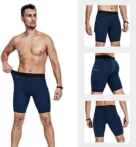 מכנסי דחיסה של Niksa גברים 3 חבילה, תחתוני דחיסה לגברים מכנסיים קצרים אתלטים עם כיסים, מכנסי כושר אימון ריצה