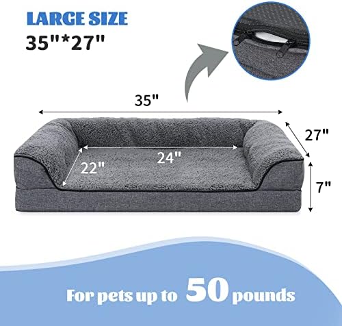 מיטת כלבים אורתופדית של סיצילאיין לכלבים גדולים, מיטת מחמד קצף בקצף בגודל 7 אינץ