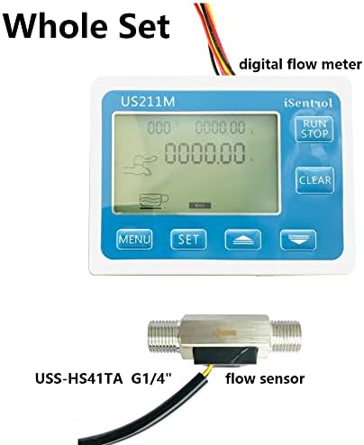 תצוגת מד זרימה דיגיטלית של זרימה זרימה עם SUS304 מד זרימה מדידת זרימה מדידת זרימה 0.3-3.5L/MIN טווח G1/4 חוט