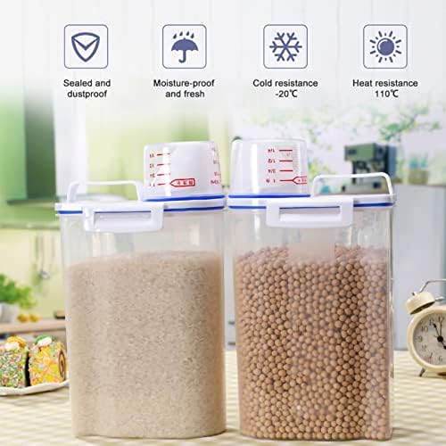 אורז אחסון סל דגנים מכולות מתקן עם משלוח פלסטיק אטום עיצוב מדידת כוס יוצקים זרבובית - 2 קילוגרם יכולות של
