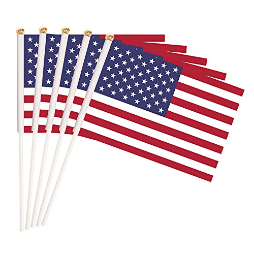 Trendpow 12 חבילה ארהב דגל ידיים אחיזה ביד ארצות הברית דגל מיני קטן דגל אמריקאי, קישוטי פטריוטי למצעדים,