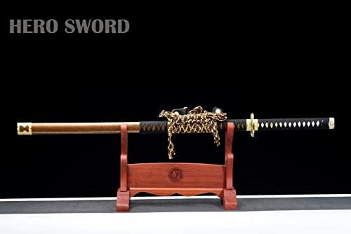חרב גיבור 2023 חדש בעבודת יד חרב טאצ'י זהב ידנית מזויפת פלדה מלאה טאנג מלא חרב סמוראי חרב ישר סכינים