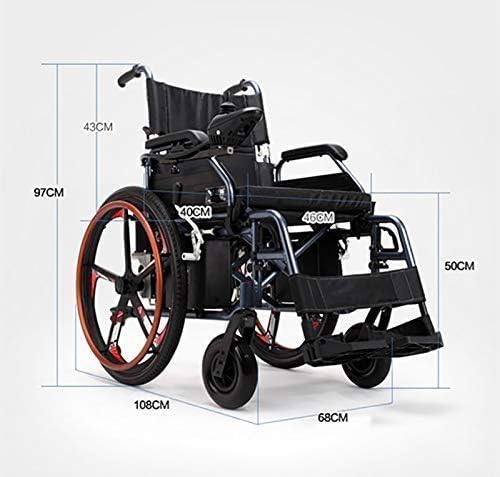 אופנה כיסא גלגלים ניידים מתקפל נייד נטענת הגנה כפולה כיסא עם אלקטרומגנטית בלם כוח מושבי