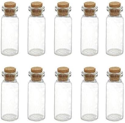 גואנלי 10 יחידים שקופים בקבוק זכוכית צלול מיכל פקק מיכל זכוכית חתונה קטנה ומשאלה עם הודעת זכוכית