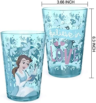 זק עיצובים 14.5 עוז דיסני נסיכה קינון כוס סט כולל עמיד פלסטיק כוסות, כיף כלי שתייה הוא מושלם לילדים,