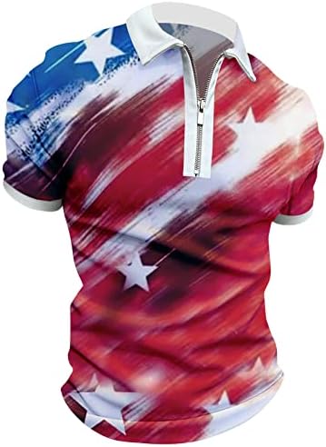 2023 חולצה פטריוטית של דגל אמריקאי חדש לגברים לגברים 4 ביולי שרירים דחו חולצות צווארון רזה מתאימות