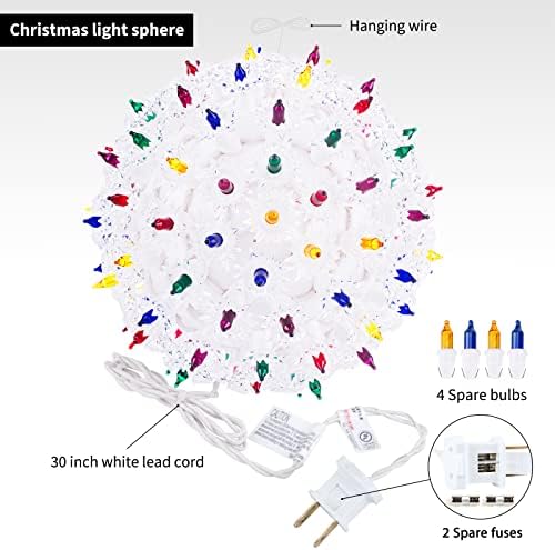 6 אינץ 'כוכב חג המולד כדור חיצוני חיצוני כדור ברור מואר אורות תלויים 100 נורות להחלפה לחג המולד מקורה מקורה